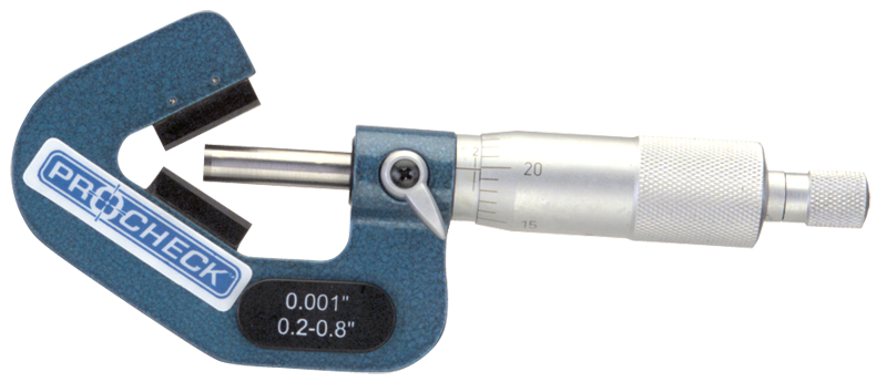 .2 - 1'' Measuring Range - .001 Graduation - Ratchet Thimble - High Speed Steel Face - 5-Flute V-Anvil Micrometer - Sun Tool & Supply