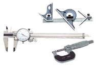 Kit Contains: 0-1" Outside Ratchet Micrometer; 6" Dial Caliper; 4 Piece 12" 4R Combination Square - 6 Piece Layout & Inspection Kit - Sun Tool & Supply