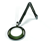 Green-Lite® 7-1/2" Racing Green Round LED Magnifier; 43" Reach; Table Edge Clamp - Sun Tool & Supply