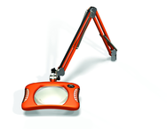 Green-Lite® 7" x 5-1/4"Brilliant Orange Rectangular LED Magnifier; 43" Reach; Table Edge Clamp - Sun Tool & Supply