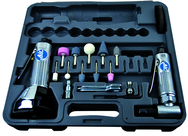 #2060 - Pneumatic Cut-Off Tool & Right Angle Grinder Kit - Includes: 1) each: Angle Die Grinder with collets; 3" Cut-Off Tool; Air Fitting (3) Cut-Off Wheels; (10) Mounted Points; (3) Spanner Wrenches; and Case - Sun Tool & Supply