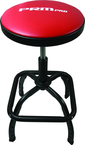 Shop Stool Heavy Duty- Air Adjustable with Square Foot Rest - Red Seat - Black Square Base - Sun Tool & Supply