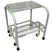 Model 1000; 3 Steps; 30 x 26'' Base Size - Steel Mobile Platform Ladder - Sun Tool & Supply