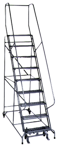 Model 1000; 9 Steps; 32 x 65'' Base Size - Steel Mobile Platform Ladder - Sun Tool & Supply