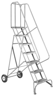 Model 6500; 5 Steps; 30 x 46'' Base Size - Roll-N-Fold Ladder - Sun Tool & Supply