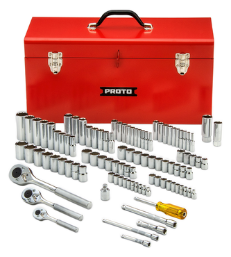 Proto® 1/4", 3/8", & 1/2" Drive 101 Piece Socket Set- 6, 8, & 12 Point w/ Box J9975R - Sun Tool & Supply