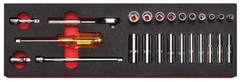 Proto® Foamed 1/4" Drive 25 Piece Combination Socket Set w/ Classic Pear Head Ratchet  - Full Polish - 6 Point - Sun Tool & Supply