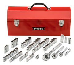 Proto® 1/4", 3/8", & 1/2" Drive 81 Piece Socket Set- 6 & 12 Point w/ Box J9971R - Sun Tool & Supply