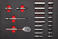 Proto® Foamed  3/8" Drive 22 Piece Socket Set w/ Classic Pear Head Ratchet - Full Polish - 12 Point - Sun Tool & Supply