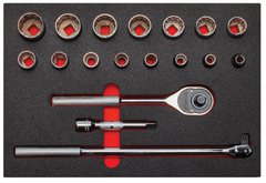 Proto® Foamed 1/2" Drive 18 Piece Socket Set w/ Classic Pear Head Ratchet - Full Polish - 12 Point - Sun Tool & Supply