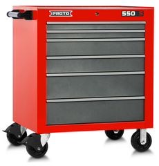 Proto® 550S 34" Roller Cabinet - 6 Drawer, Safety Red and Gray - Sun Tool & Supply