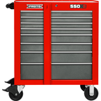 Proto® 550S 34" Roller Cabinet with Removable Lock Bar- 8 Drawer- Safety Red & Gray - Sun Tool & Supply