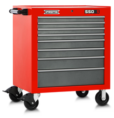 Proto® 550S 34" Roller Cabinet - 8 Drawer, Safety Red and Gray - Sun Tool & Supply