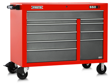 Proto® 550E 50" Power Workstation - 10 Drawer, Safety Red and Gray - Sun Tool & Supply