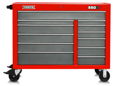 Proto® 550S 50" Workstation - 12 Drawer, Safety Red and Gray - Sun Tool & Supply