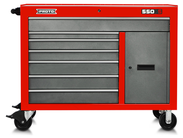 Proto® 550S 50" Workstation - 7 Drawer & 1 Shelf, Safety Red and Gray - Sun Tool & Supply