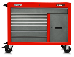 Proto® 550S 50" Workstation - 8 Drawer & 1 Shelf, Safety Red and Gray - Sun Tool & Supply