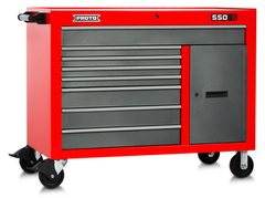 Proto® 550S 50" Workstation - 8 Drawer & 2 Shelves, Safety Red and Gray - Sun Tool & Supply