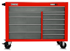 Proto® 550S 57" Workstation - 11 Drawer, Safety Red and Gray - Sun Tool & Supply