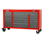 Proto® 550E 67" Power Workstation - 18 Drawer, Safety Red and Gray - Sun Tool & Supply