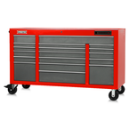 Proto® 550E 67" Front Facing Power Workstation w/ USB - 18 Drawer, Safety Red and Gray - Sun Tool & Supply