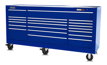 Proto® 550S 88" Workstation - 18 Drawer, Gloss Blue - Sun Tool & Supply