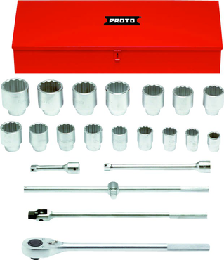 Proto® 1" Drive 22 Piece Socket Set - 12 Point - Sun Tool & Supply