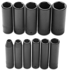 Proto® 1/4" Drive 11 Piece Metric Deep Impact Socket Set - 6 Point - Sun Tool & Supply