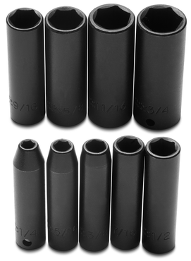 Proto® 3/8" Drive 9 Piece Deep Impact Socket Set - 6 Point - Sun Tool & Supply