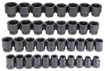 Proto® 1" Drive 37 Piece Impact Socket Set-6 Point - Sun Tool & Supply