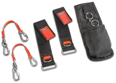 Proto® Tethering D-Ring Pouch Set with Two Pockets, Retractable Lanyard, and D-Ring Wrist Strap System with (2) JWS-DR and (2) JLANWR6LB - Sun Tool & Supply