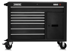 Proto® 550S 50" Workstation - 8 Drawer & 2 Shelves, Dual Black - Sun Tool & Supply