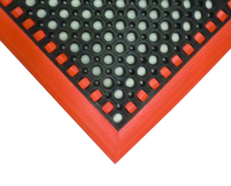 40" x 124" x 7/8" Thick Safety Wet / Dry Mat - Black / Orange - Sun Tool & Supply