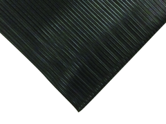 6' x 60' x 3/8" Thick Soft Comfort Mat - Black Standard Ribbed - Sun Tool & Supply