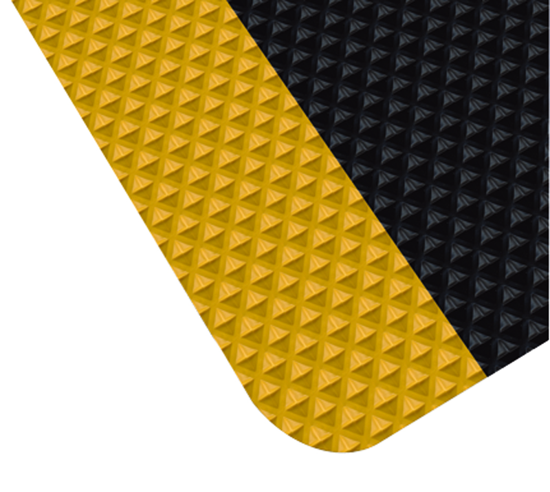 3' x 60' x 11/16" Thick Traction Anti Fatigue Mat - Yellow/Black - Sun Tool & Supply