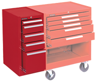 205 Red 5-Drawer Hang-On Cabinet w/ball bearing Drawer slides - For Use With 293, 295 or 297 - Sun Tool & Supply