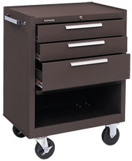 3-Drawer Roller Cabinet w/ball bearing Dwr slides - 35'' x 18'' x 27'' Brown - Sun Tool & Supply