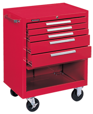 5-Drawer Roller Cabinet w/ball bearing Dwr slides - 35'' x 20'' x 29'' Red - Sun Tool & Supply