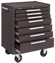 7-Drawer Roller Cabinet w/ball bearing Dwr slides - 35'' x 18'' x 27'' Brown - Sun Tool & Supply