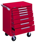 7-Drawer Roller Cabinet w/ball bearing Dwr slides - 35'' x 18'' x 27'' Red - Sun Tool & Supply