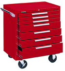 7-Drawer Roller Cabinet w/ball bearing Dwr slides - 35'' x 20'' x 29'' Red - Sun Tool & Supply