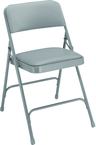 Upholstered Folding Chair - Double Hinges, Double Contoured Back, 2 U-Shaped Riveted Cross Braces, Non-marring Glides; V-Tip Stability Caps; Upholstered 19-mil Vinyl Wrapped Over 1¼" Foam - Sun Tool & Supply