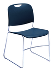 HI-Tech Stack Chair --11 mm Steel Rod Chrome Plated Frame Injection Molded Textured Plastic Non-fading Seat/Back - Navy - Sun Tool & Supply