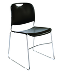 HI-Tech Stack Chair --11 mm Steel Rod Chrome Plated Frame Injection Molded Textured Plastic Non-fading Seat/Back - Black - Sun Tool & Supply