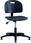 Polyurethane Stool - Standard Glides, Casters Optional, Pneumatic Hht Adj, Contoured Waterfall Seat, Adj Contoured Backrest, Black Reinforced ABS Base, Desk Hgt 16.5"-21.5" - Sun Tool & Supply