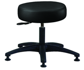 Heavy-Duty NaughaSoft Vinyl Stool - 16 x 4" Round Seat, Backless, Pneumatic Seat Hgt Adj, Standard Glides --Black -- Desk height 16.5"-21.5" - Sun Tool & Supply