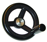 Nylon Handwheels with Handle - 6.3'' Wheel Diameter, 1.38'' Hub Diameter, 3.15'' Handle Length - Sun Tool & Supply