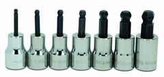 7 Piece - 1/8; 5/32; 3/16; 7/32; 1/4; 5/16; & 3/8" - 3/8" Drive - Ball Hex Socket Set - Sun Tool & Supply