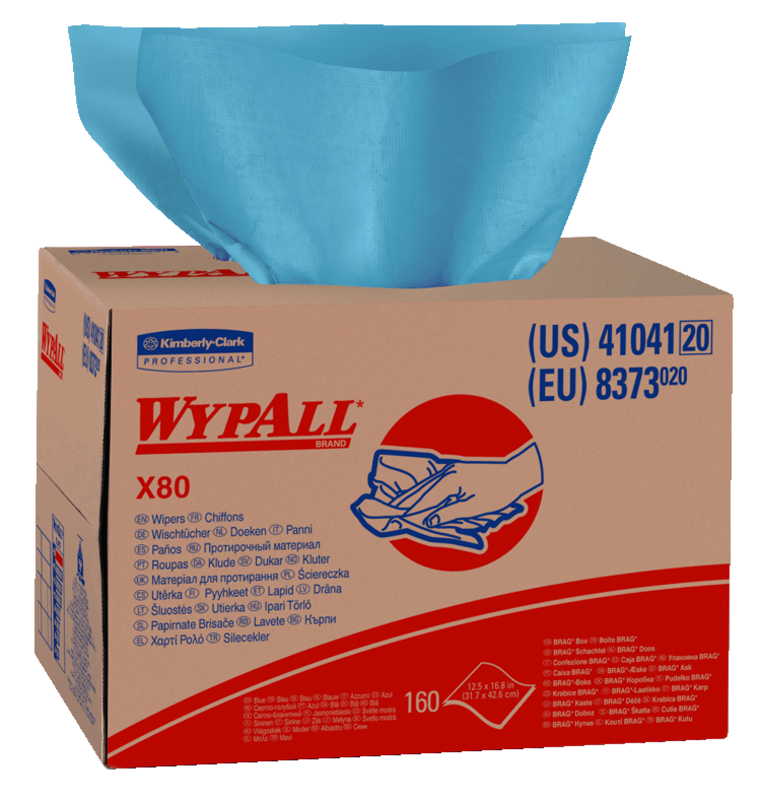 12.5 x 16.8'' - Package of 160 - WypAll X80 Brag Box - Sun Tool & Supply